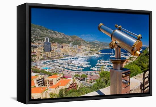 Telescope with view of Monte-Carlo in the Principality of Monaco-null-Framed Premier Image Canvas