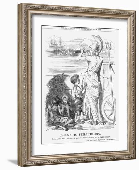 Telescopic Philanthropy, 1865-John Tenniel-Framed Giclee Print
