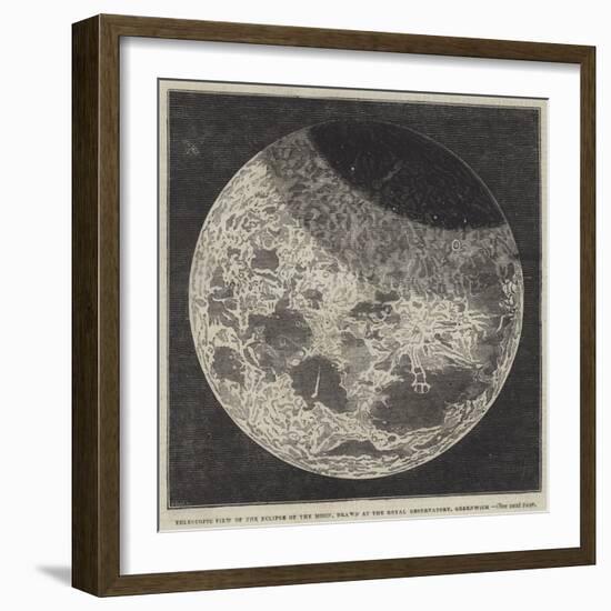 Telescopic View of the Eclipse of the Moon, Drawn at the Royal Observatory, Greenwich-null-Framed Giclee Print