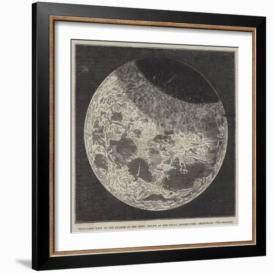 Telescopic View of the Eclipse of the Moon, Drawn at the Royal Observatory, Greenwich-null-Framed Giclee Print