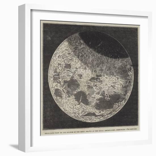 Telescopic View of the Eclipse of the Moon, Drawn at the Royal Observatory, Greenwich-null-Framed Giclee Print