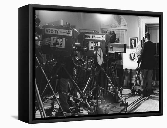 Television Cameras at an Event at the White House-null-Framed Stretched Canvas