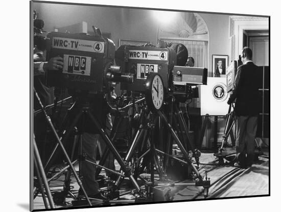 Television Cameras at an Event at the White House-null-Mounted Photo