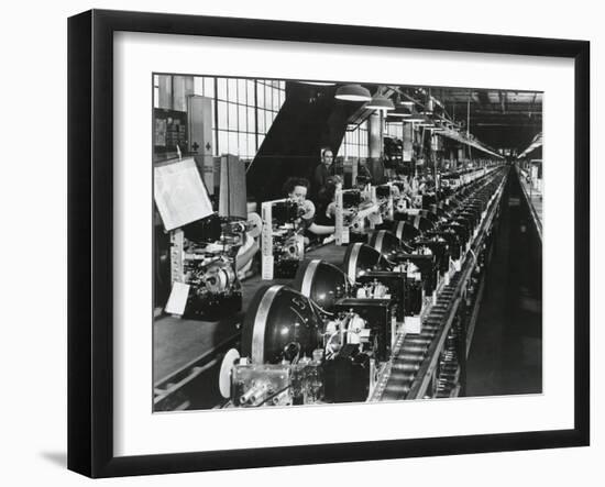 Television Chassis on an Assembly Line with Women Workers in a U.S. Factory. July 1949-null-Framed Photo