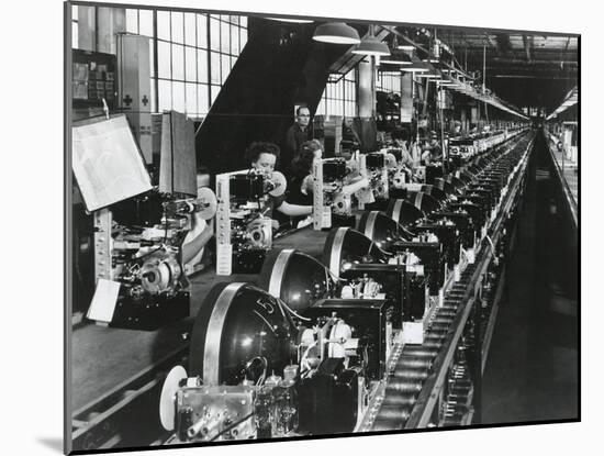 Television Chassis on an Assembly Line with Women Workers in a U.S. Factory. July 1949-null-Mounted Photo