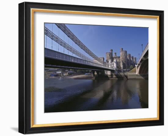 Telford Suspension Bridge, Opened in 1826, Crossing the River Conwy with Conwy Castle, Beyond-Nigel Blythe-Framed Photographic Print