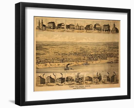 Tell City, Indiana - Panoramic Map-Lantern Press-Framed Art Print