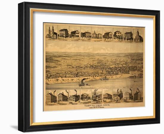 Tell City, Indiana - Panoramic Map-Lantern Press-Framed Art Print