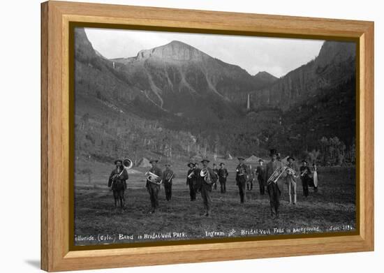 Telluride Band in Bridal Veil Park Ingram and Bridal Veil Falls, 1886-Charles Goodman-Framed Premier Image Canvas