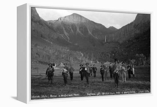 Telluride Band in Bridal Veil Park Ingram and Bridal Veil Falls, 1886-Charles Goodman-Framed Premier Image Canvas