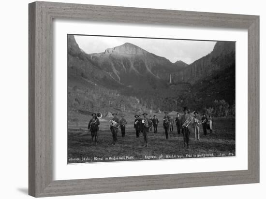 Telluride Band in Bridal Veil Park Ingram and Bridal Veil Falls, 1886-Charles Goodman-Framed Photographic Print