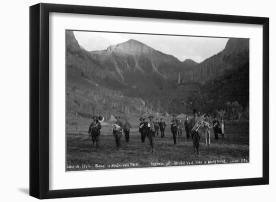 Telluride Band in Bridal Veil Park Ingram and Bridal Veil Falls, 1886-Charles Goodman-Framed Photographic Print