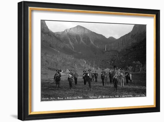 Telluride Band in Bridal Veil Park Ingram and Bridal Veil Falls, 1886-Charles Goodman-Framed Photographic Print