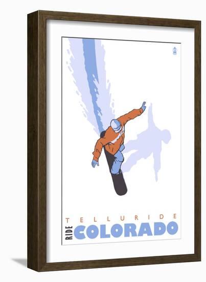 Telluride, Colorado, Snowboard Stylized-Lantern Press-Framed Art Print