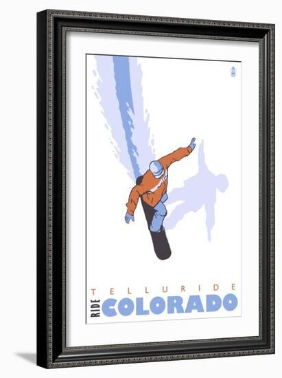 Telluride, Colorado, Snowboard Stylized-Lantern Press-Framed Art Print