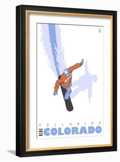 Telluride, Colorado, Snowboard Stylized-Lantern Press-Framed Art Print