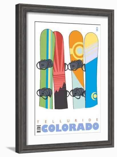 Telluride, Colorado, Snowboards in the Snow-Lantern Press-Framed Art Print