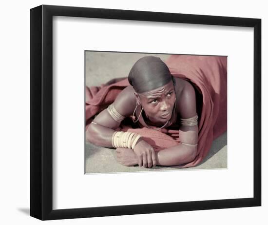 Tembu Miner Wearing Red Ochre Dyed Blanket Awaits Medial Check, Johannesburg, South Africa 1950-Margaret Bourke-White-Framed Photographic Print