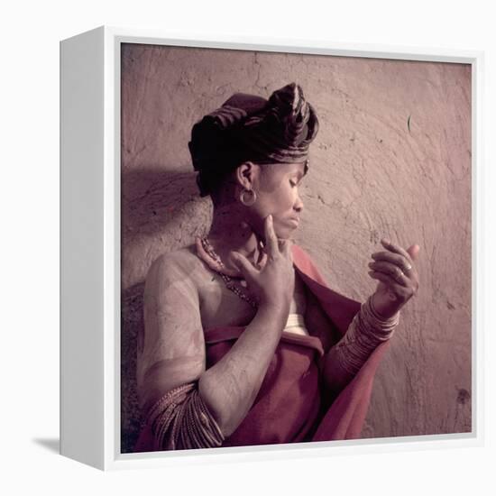 Tembu Tribeswoman Applies Make-Up Made from Raw Ochre, Trankeian Native Territories, Africa 1950-Margaret Bourke-White-Framed Premier Image Canvas