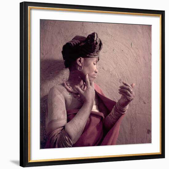 Tembu Tribeswoman Applies Make-Up Made from Raw Ochre, Trankeian Native Territories, Africa 1950-Margaret Bourke-White-Framed Photographic Print