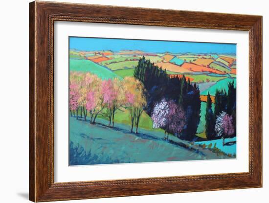 Teme Valley Blossom (Acrylic on Board)-Paul Powis-Framed Giclee Print