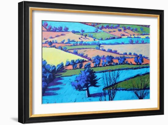 Teme Valley Summer II close up (Acrylic on Board)-Paul Powis-Framed Giclee Print