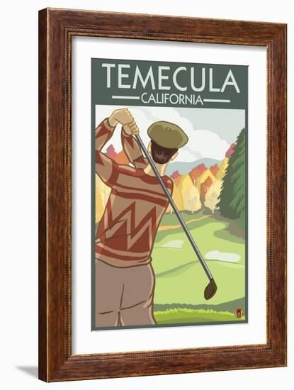 Temecula, California - Golfing Scene-Lantern Press-Framed Art Print