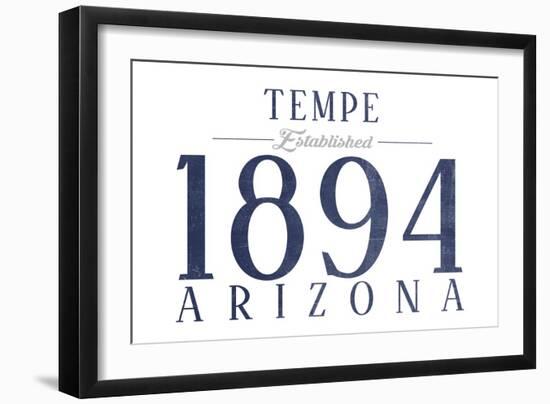 Tempe, Arizona - Established Date (Blue)-Lantern Press-Framed Art Print