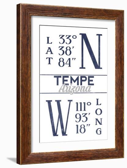 Tempe, Arizona - Latitude and Longitude (Blue)-Lantern Press-Framed Art Print