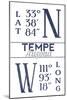 Tempe, Arizona - Latitude and Longitude (Blue)-Lantern Press-Mounted Art Print