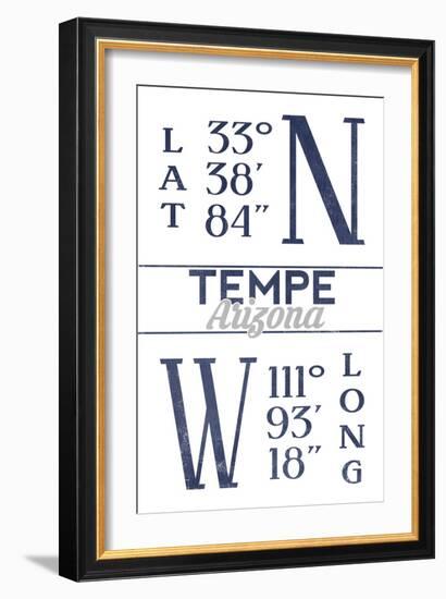 Tempe, Arizona - Latitude and Longitude (Blue)-Lantern Press-Framed Art Print