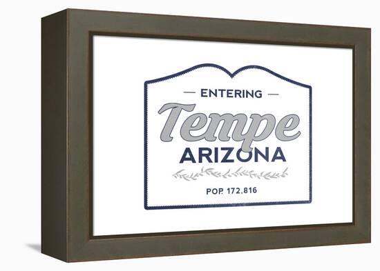 Tempe, Arizona - Now Entering (Blue)-Lantern Press-Framed Stretched Canvas