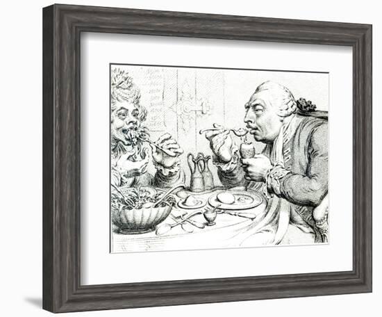 Temperance Enjoying a Frugal Meal, Caricature of George III and Queen Charlotte-James Gillray-Framed Giclee Print