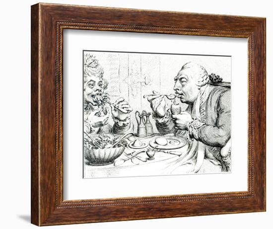 Temperance Enjoying a Frugal Meal, Caricature of George III and Queen Charlotte-James Gillray-Framed Giclee Print