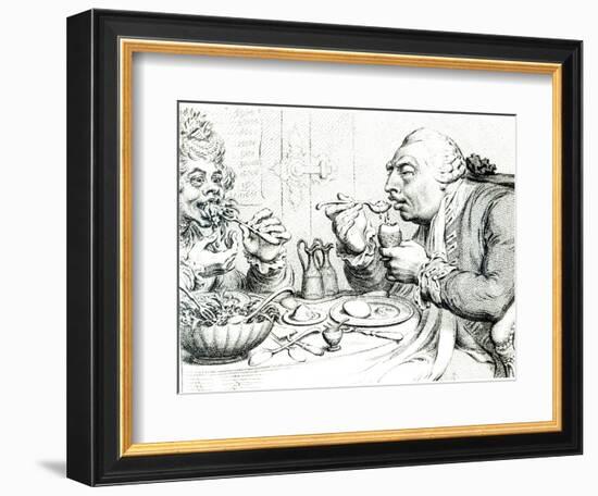 Temperance Enjoying a Frugal Meal, Caricature of George III and Queen Charlotte-James Gillray-Framed Giclee Print