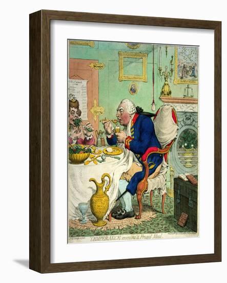 Temperance Enjoying a Frugal Meal, Published by Hannah Humphrey, 1792-James Gillray-Framed Giclee Print