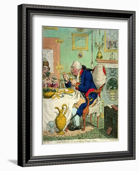 Temperance Enjoying a Frugal Meal, Published by Hannah Humphrey, 1792-James Gillray-Framed Giclee Print