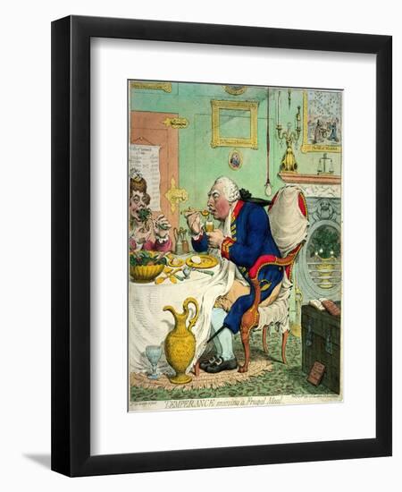 Temperance Enjoying a Frugal Meal, Published by Hannah Humphrey, 1792-James Gillray-Framed Giclee Print