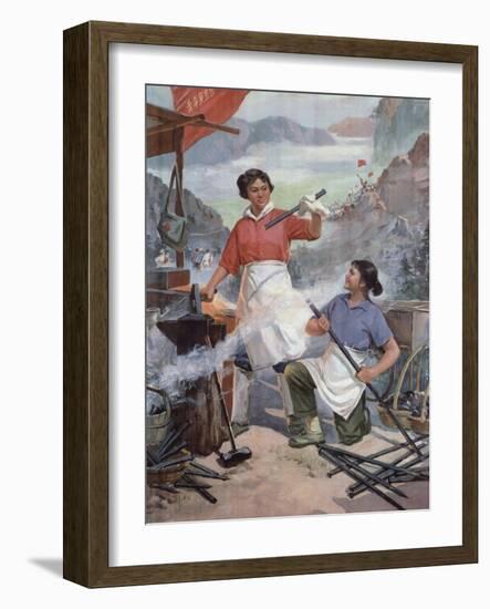 "Tempering", Propaganda Poster from the Chinese Cultural Revolution, 1970-null-Framed Giclee Print