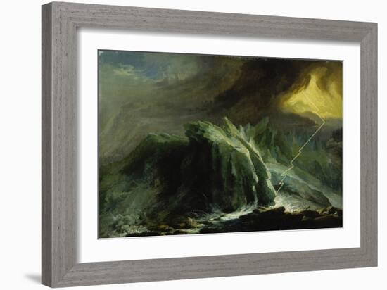 Tempest with Lightning Striking at Grindelwald Glacier-Caspar Wolf-Framed Giclee Print