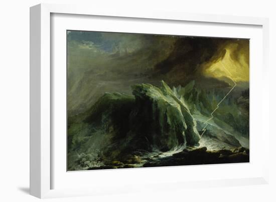 Tempest with Lightning Striking at Grindelwald Glacier-Caspar Wolf-Framed Giclee Print