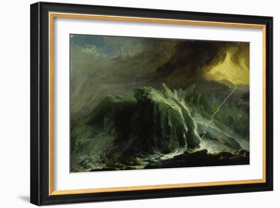 Tempest with Lightning Striking at Grindelwald Glacier-Caspar Wolf-Framed Giclee Print