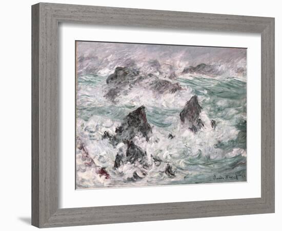 Tempête à Belle-Ile, 1886 (oil on canvas)-Claude Monet-Framed Giclee Print