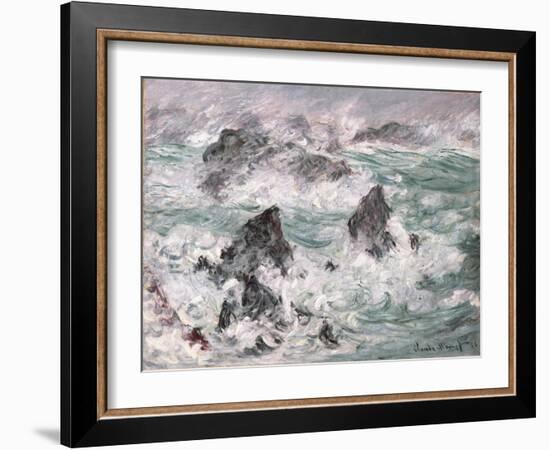 Tempête à Belle-Ile, 1886 (oil on canvas)-Claude Monet-Framed Giclee Print