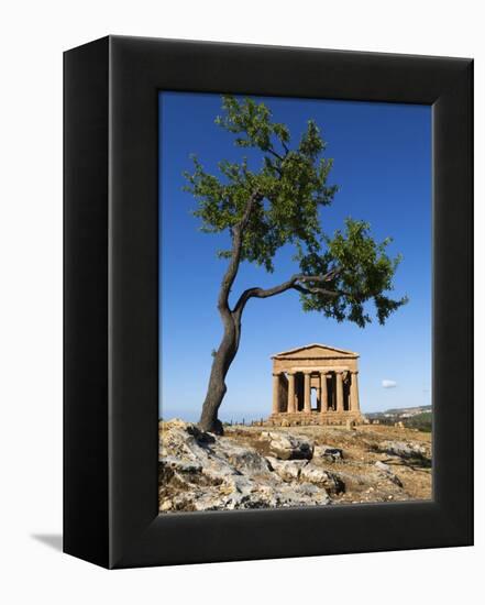 Tempio Di Concordia (Concord) and Almond Tree, Valle Dei Templi, UNESCO World Heritage Site, Agrige-Stuart Black-Framed Premier Image Canvas