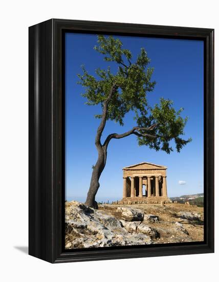 Tempio Di Concordia (Concord) and Almond Tree, Valle Dei Templi, UNESCO World Heritage Site, Agrige-Stuart Black-Framed Premier Image Canvas