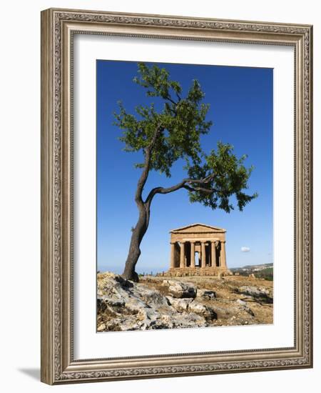 Tempio Di Concordia (Concord) and Almond Tree, Valle Dei Templi, UNESCO World Heritage Site, Agrige-Stuart Black-Framed Photographic Print