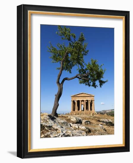 Tempio Di Concordia (Concord) and Almond Tree, Valle Dei Templi, UNESCO World Heritage Site, Agrige-Stuart Black-Framed Photographic Print