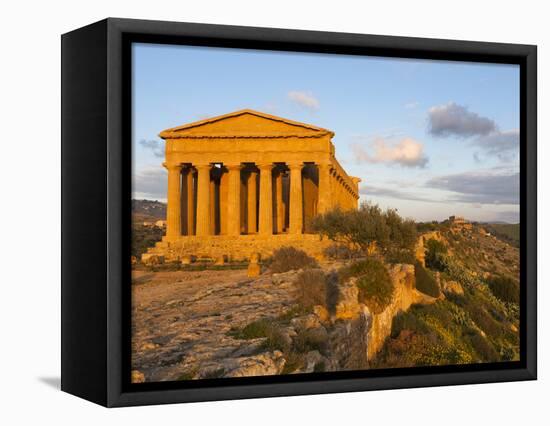 Tempio Di Concordia (Concord) at Sunset, Valle Dei Templi, UNESCO World Heritage Site, Agrigento, S-Stuart Black-Framed Premier Image Canvas