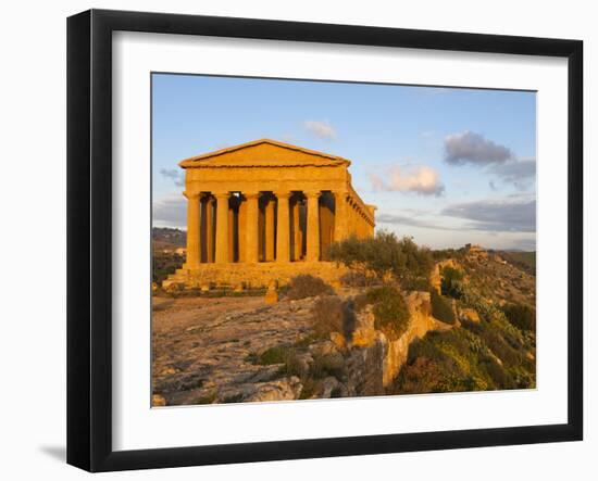 Tempio Di Concordia (Concord) at Sunset, Valle Dei Templi, UNESCO World Heritage Site, Agrigento, S-Stuart Black-Framed Photographic Print